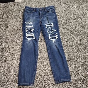 American Eagle Hi Rise Jegging 360 Next Level Stretch Destruction Women 12 Short